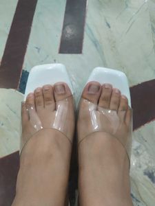 Clear Block Heels Sandals