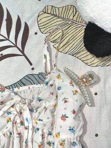 Floral Print Cami Top with Tie Detail