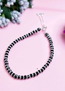 Black Moti Pure Silver Braclet 925