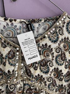 Boho Paisley Print Embellished Kurta
