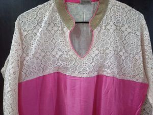 Pink Anarkali with pant and dupatta