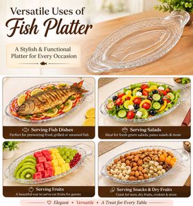 Oval, textured clear glass Fish Platter