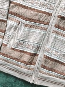 Men's Retro Patterned Zip-Up Sweater