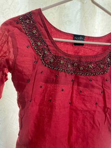 Embellished Red Kurta