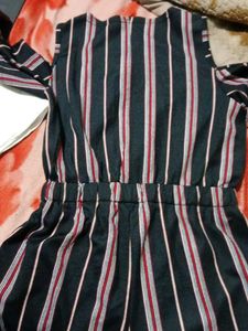 Striped Cold Shoulder Jumpsuit