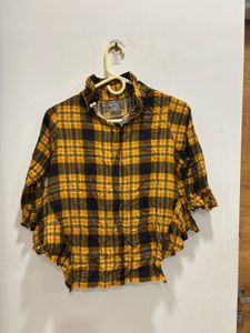 Mustard Printed Fit And Flare Top