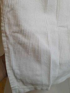 🤍Ribbed White Pinstripe Midi Skirt Slit On B