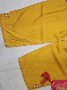 Yellow Floral Print Kurta Set with Dupatta