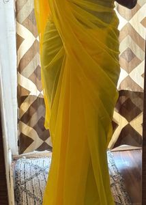 Vibrant Yellow Chiffon Saree