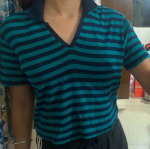 Green Black Stripped Top