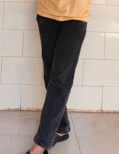 Washed Black Wide Leg Jeans