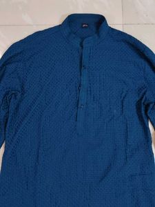 Festive Men's Blue Embroidery Kurta