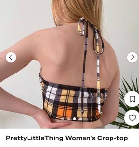 Yellow Plaid Halter Neck Crop Top