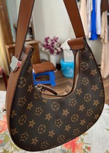 Stylish Monogram Crescent Hobo Bag