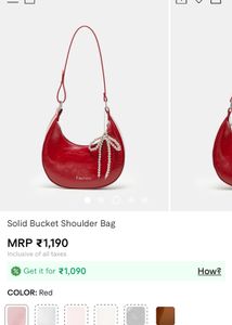 Red Solid Bucket Shoulder Bag