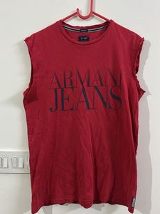 Armani Jeans Red Sleeveless T-Shirt