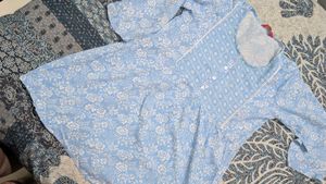 Blue Floral Print Kurta