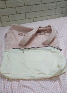 Light Pink Ruched Handle Tote Bag