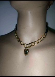 Chunky Gold Heart Choker Necklace
