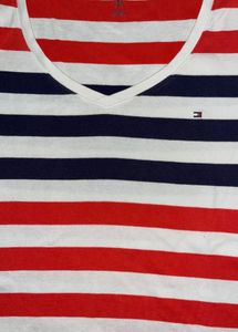 Tommy Hilfiger Striped V-Neck Tee