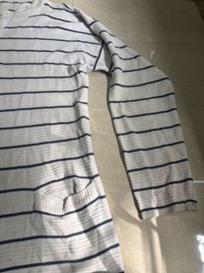 Classic Nautical Striped Knit Cardigan with Front