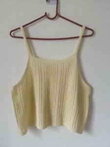 Yellow Knit Cropped Tank Top