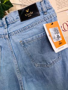 Light Wash Distressed Wide Leg Jeans