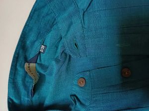 Men's sea Green And yellow Cotton Kurta