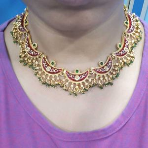 Gold & Green Kundan Necklace Set
