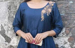 Elegant Navy Blue Ethnic Gown