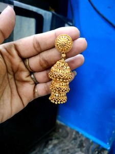 Exquisite Gold Plated Jhumka Earrings