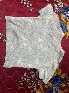 Light Blue Floral Print crop top