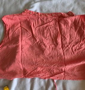 Women's Pink Tiered Kurta with jacket
