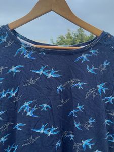 Navy Blue Bird Print Top