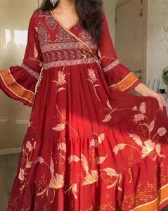 Beautiful Red Floral Ethnic Gown