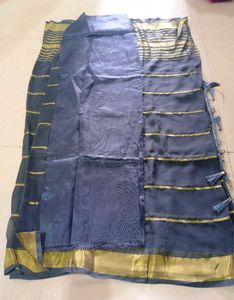 Elegant Blue Saree with Gold Border