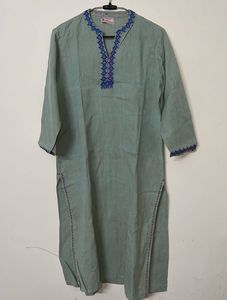 Hand Embroidered green Kurta