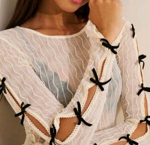 Semi Sheer Bow Top