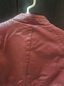 Stylish Burgundy Faux Leather Jacket