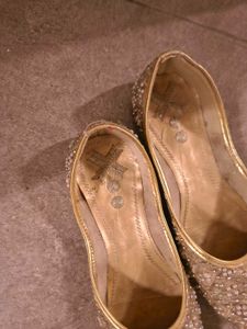 Embellished Gold Juttis - Indian Flats