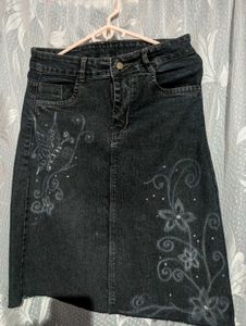 2000s embellished denim skirt