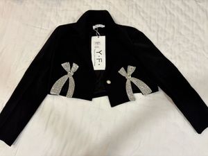 Black Bow Detail Cropped Blazer
