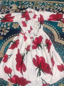 Girls White Floral Print Top