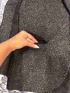Men's Black Patterned Blazer with zipper bag