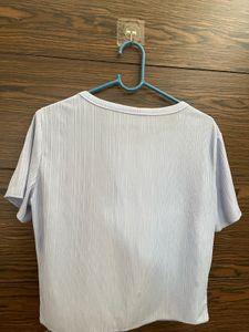 lavender Striped Button-Up Top