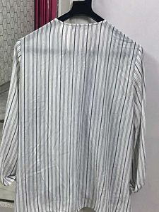 Chic Striped Wrap Blouse