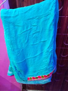 Blue Chiffon Saree