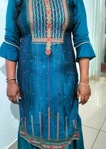 Beautiful peacock colour sharara suit