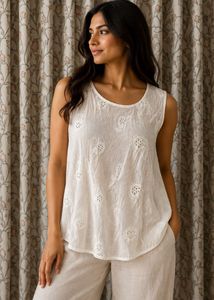 White Eyelet Boho Blouse Top