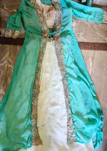 new Elegant Teal Embroidered Three piece set